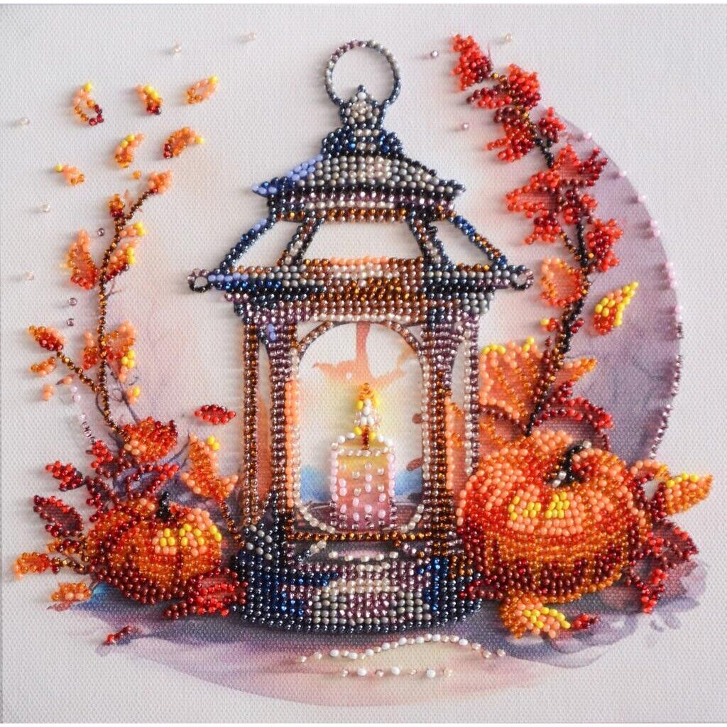 Bead Embroidery Kit Autumn Fall Beaded stitching Beadwork Bead needlepoint DIY