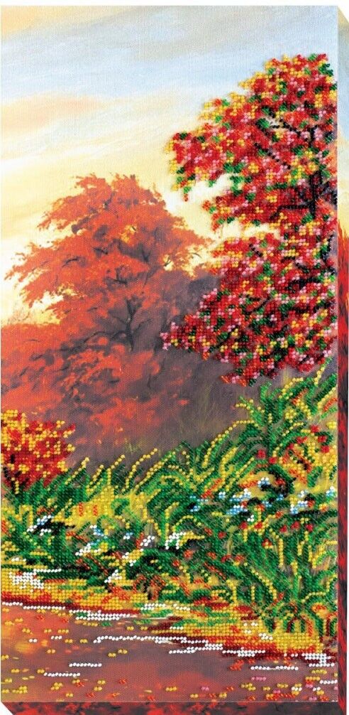 Bead Embroidery Kit Autumn Beaded stitching Bead needlepoint Beadwork DIY