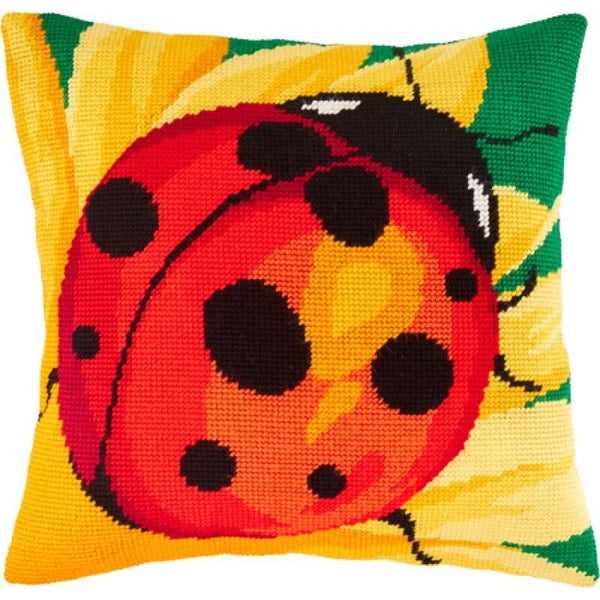 Tapestry Pillow Cover DIY kit "Ladybug" Needlepoint kit Printed canvas 