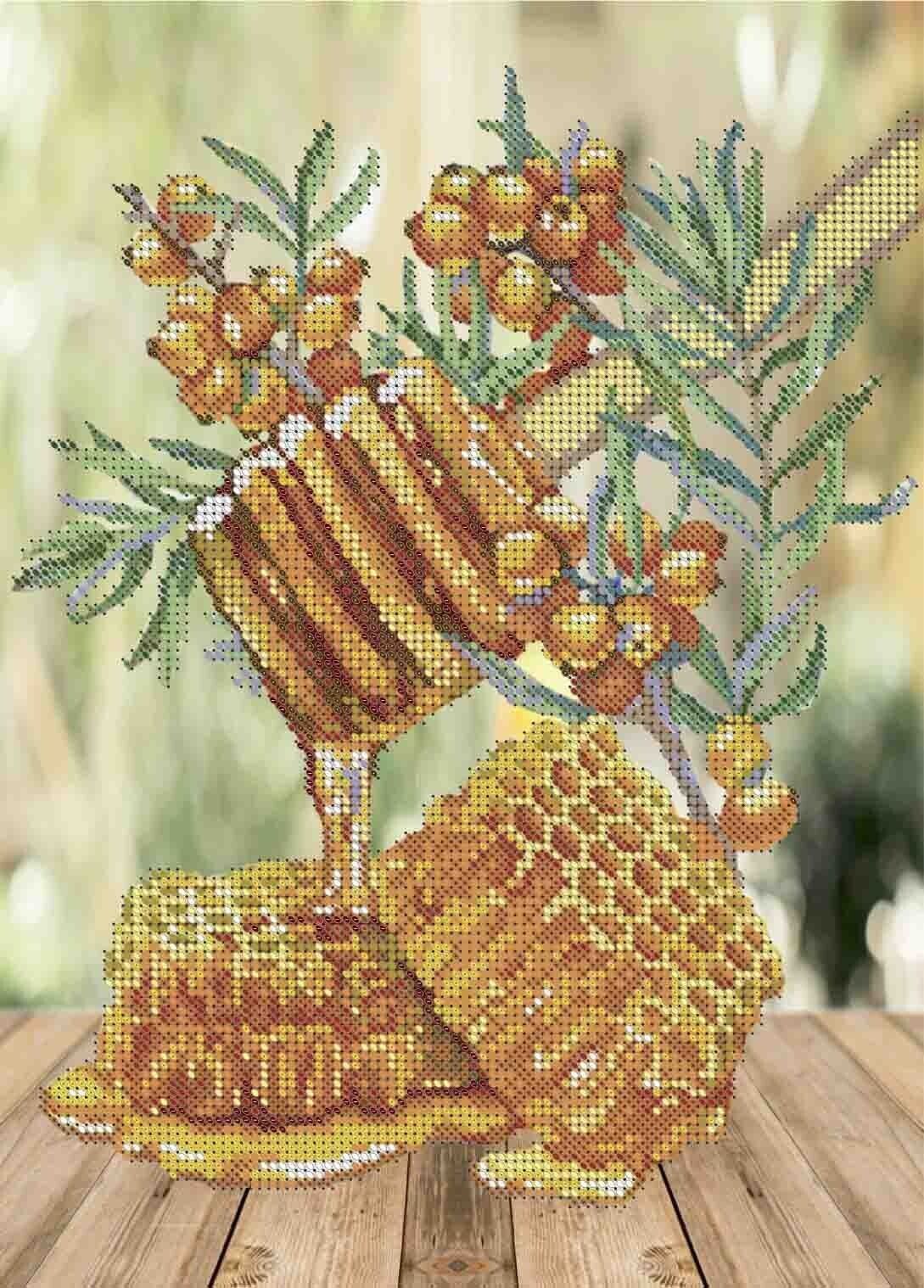 Bead Embroidery Kit Honey DIY Beaded needlepoint Beaded stitching