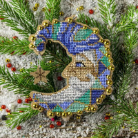 Bead Embroidery Kit on Wood Moon DIY Christmas tree toy