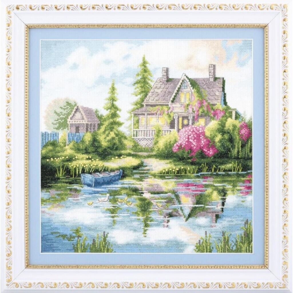Counted Cross Stitch Kit Country landscape DIY Unprinted canvas