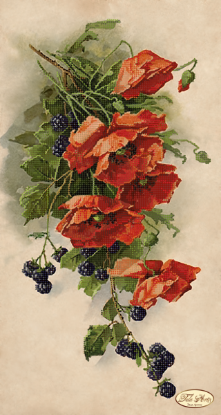 Bead Embroidery Kit Poppies Flowers Beaded needlepoint Beaded stitching Beadwork