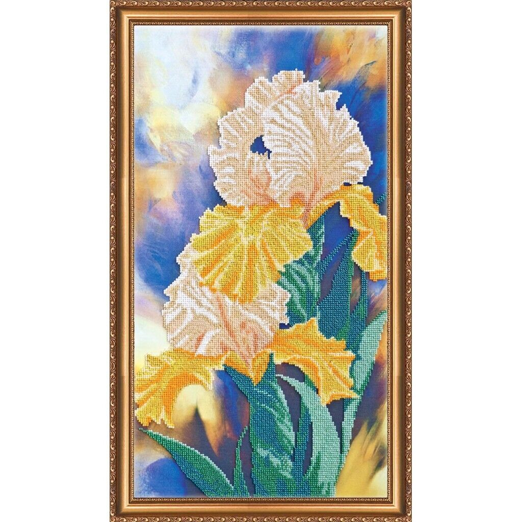 Bead Embroidery Kit Irises flowers Bead stitching Beadwork Bead needlepoint DIY