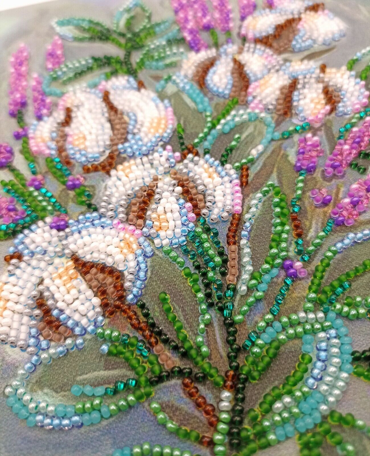 Bead Embroidery Kit Delicate flowers Bead stitching Bead needlepoint DIY