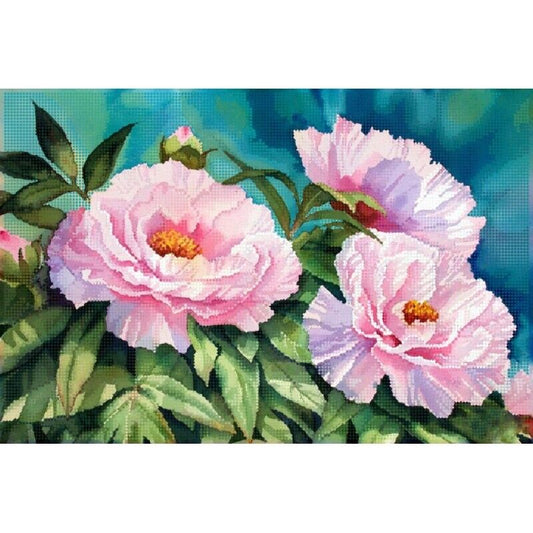 Full Bead Embroidery Kit Gentle peonies DIY Beaded needlepoint Beadwork Beading