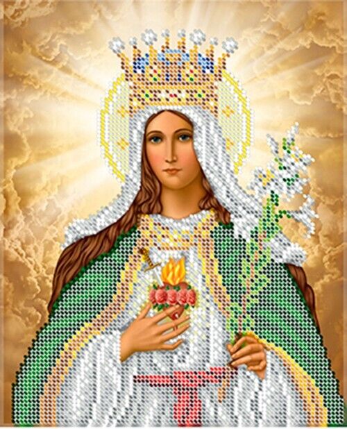 Bead Embroidery Kit Immaculate Heart of Mary DIY Bead needlepoint Beadwork