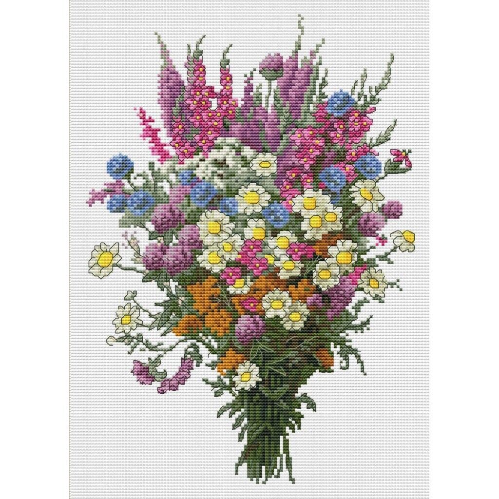 Counted Cross Stitch Kit Spring flowers DIY Unprinted canvas