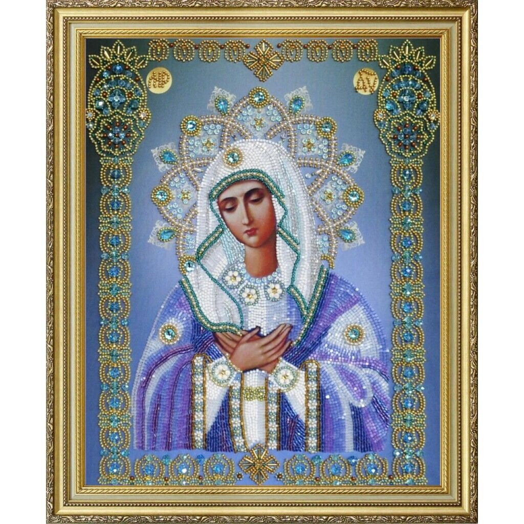 Bead Embroidery Kit Icon Virgin Mary Mother of God Beaded stitching DIY