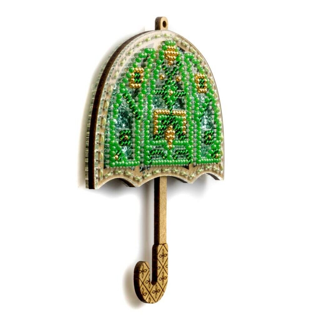 Bead Embroidery Kit on Plastic Green umbrella DIY Christmas tree toy