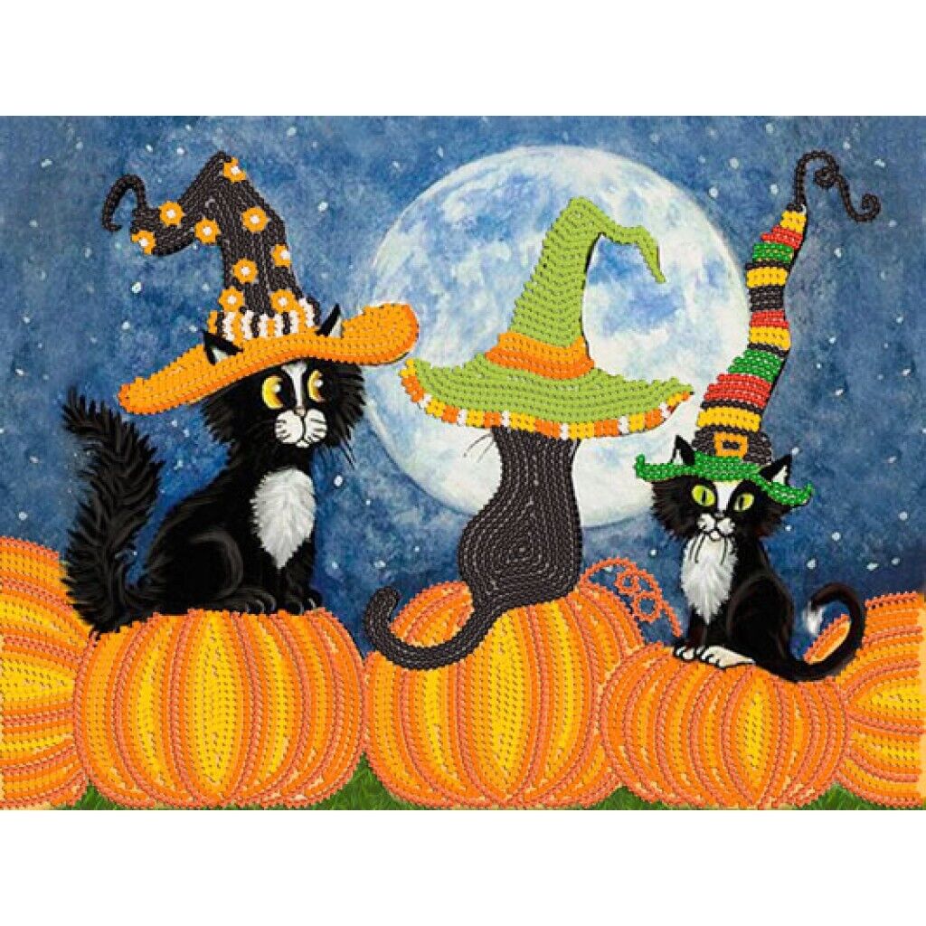 Bead Embroidery Kit Black cat Halloween Bead needlepoint Bead stitching DIY