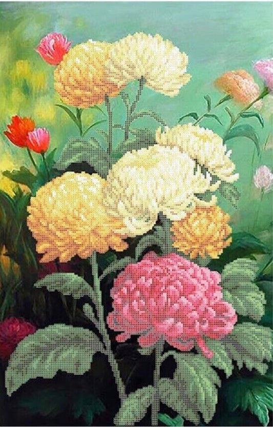 Bead Embroidery Kit Chrysanthemum DIY Bead needlepoint Bead stitching