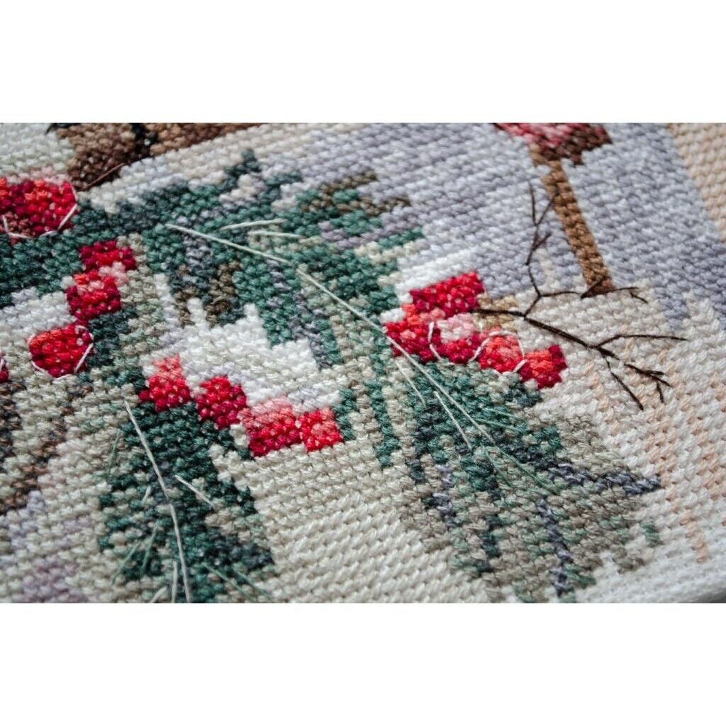 Counted Cross Stitch Kit Winter birds DIY Unprinted canvas