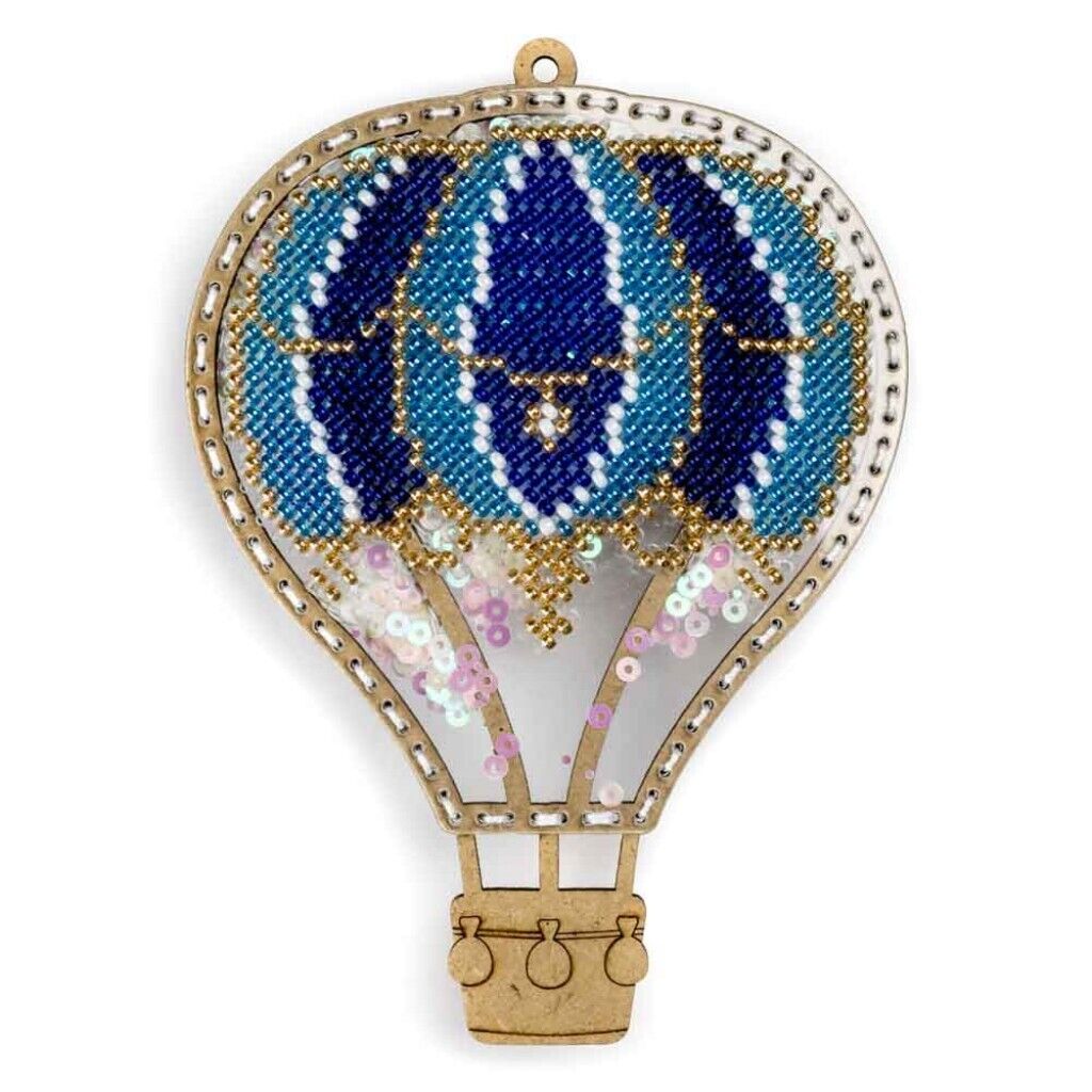 Bead Embroidery Kit on Plastic Blue balloon DIY Christmas tree toy