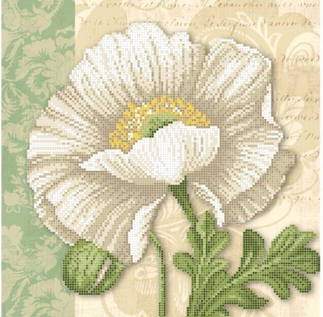 Bead Embroidery Kit Poppy Flowers DIY Bead needlepoint Bead stitching