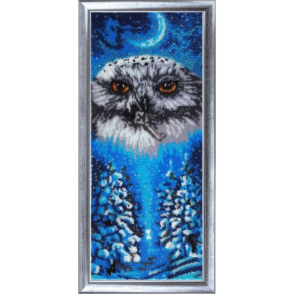 Full Bead Embroidery Kit Winter owl DIY Bead needlepoint Beadwork