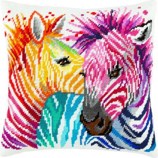 Tapestry Pillow Cover DIY kit "Zebras" Needlepoint kit Printed canvas 