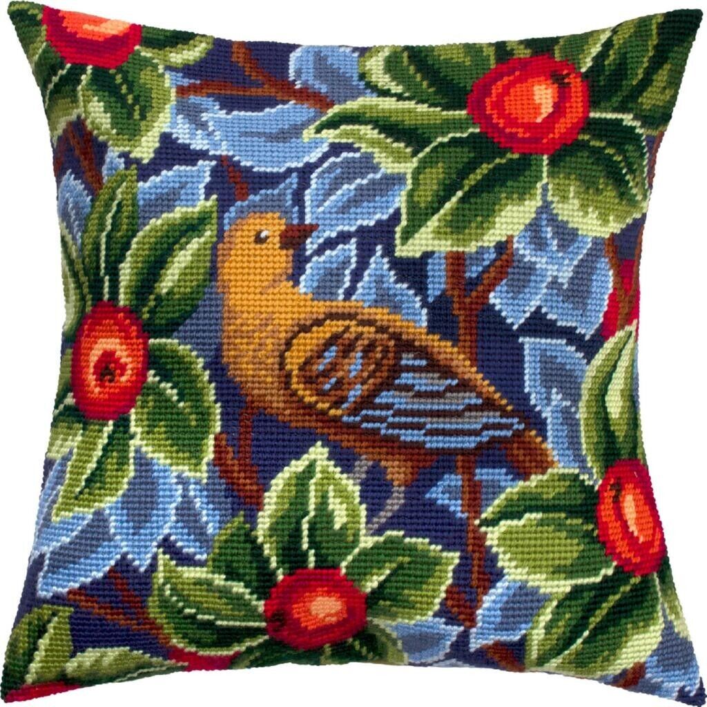 Tapestry Pillow Cover DIY kit "Bird" Needlepoint kit Printed canvas