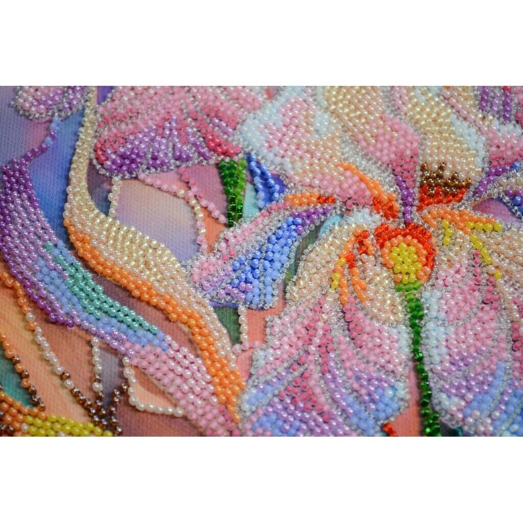 Bead Embroidery Kit Irises Flower Beaded stitching Beadwork Bead needlepoint DIY