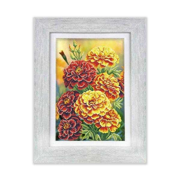 Bead Embroidery Kit Marigold  DIY Bead needlepoint Bead stitching