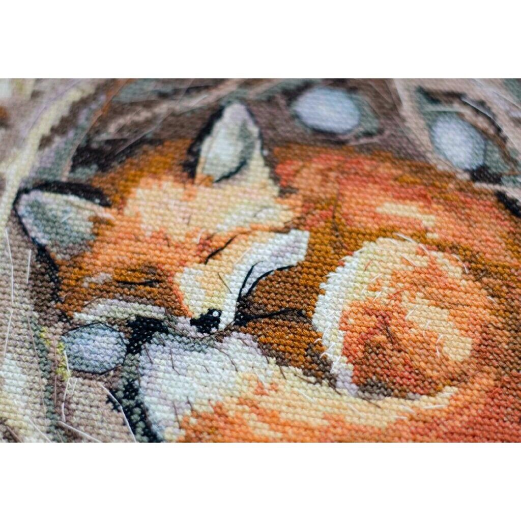 Counted Cross Stitch Kit Fox in the nest DIY Unprinted canvas