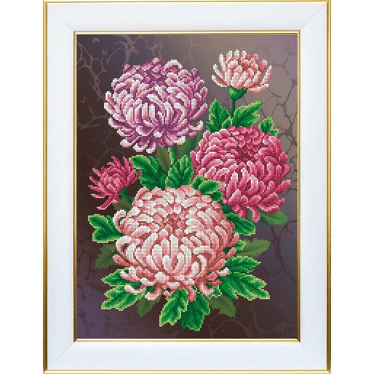 Bead Embroidery Kit Chrysanthemums Flowers Bead needlepoint Bead stitching DIY