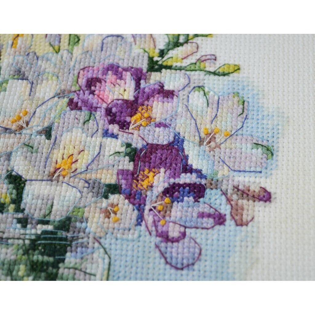 Counted Cross Stitch Kit First flowers DIY Unprinted canvas