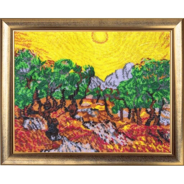 Full Bead Embroidery Kit Sun in the olive garden Bead needlepoint Bead stitching