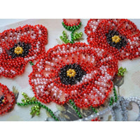 Bead Embroidery Kit Poppies Flower Bead stitching Beadwork Bead needlepoint DIY