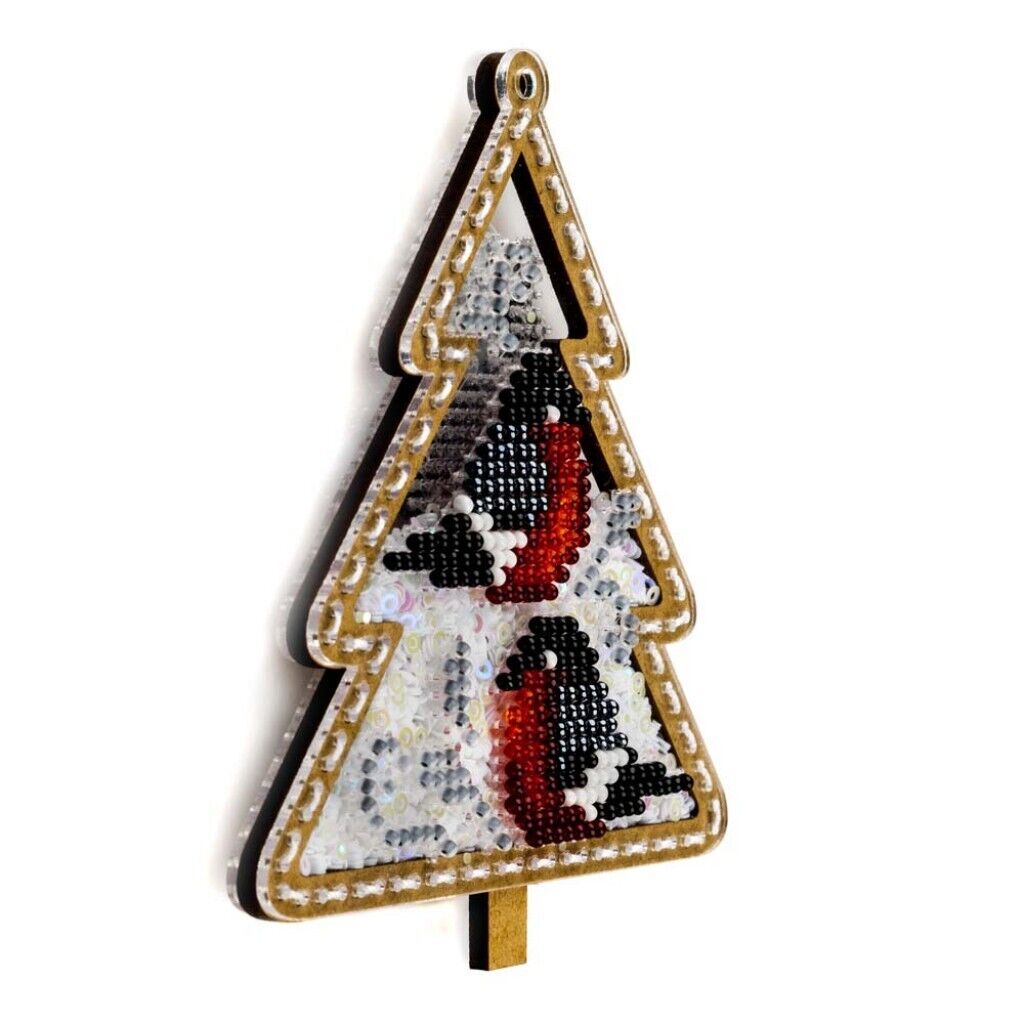 Bead Embroidery Kit on Plastic Snowbirds DIY Christmas tree toy