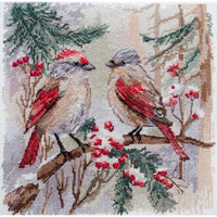 Counted Cross Stitch Kit Winter birds DIY Unprinted canvas