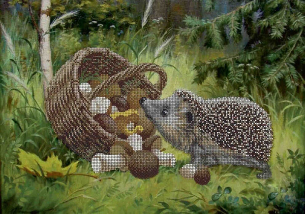 Bead Embroidery Kit Hedgehog DIY Beaded needlepoint Beaded stitching