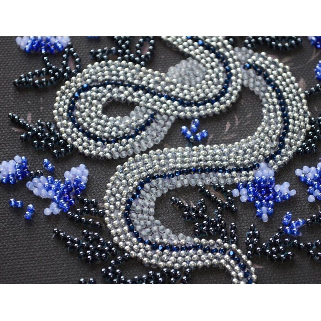 Bead Embroidery Kit Silver snake DIY Beadwork Beading Needlepoint kit