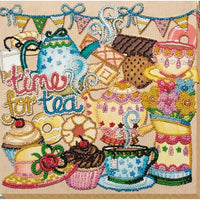 Bead Embroidery Kit Tea drinking Beaded stitching Beadwork Bead needlepoint DIY