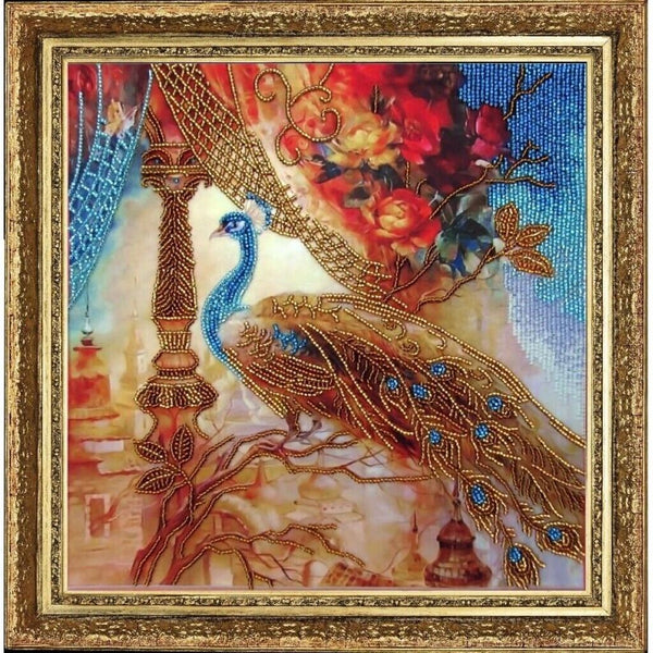 Bead Embroidery Kit Peacock DIY Bead needlepoint Beadwork