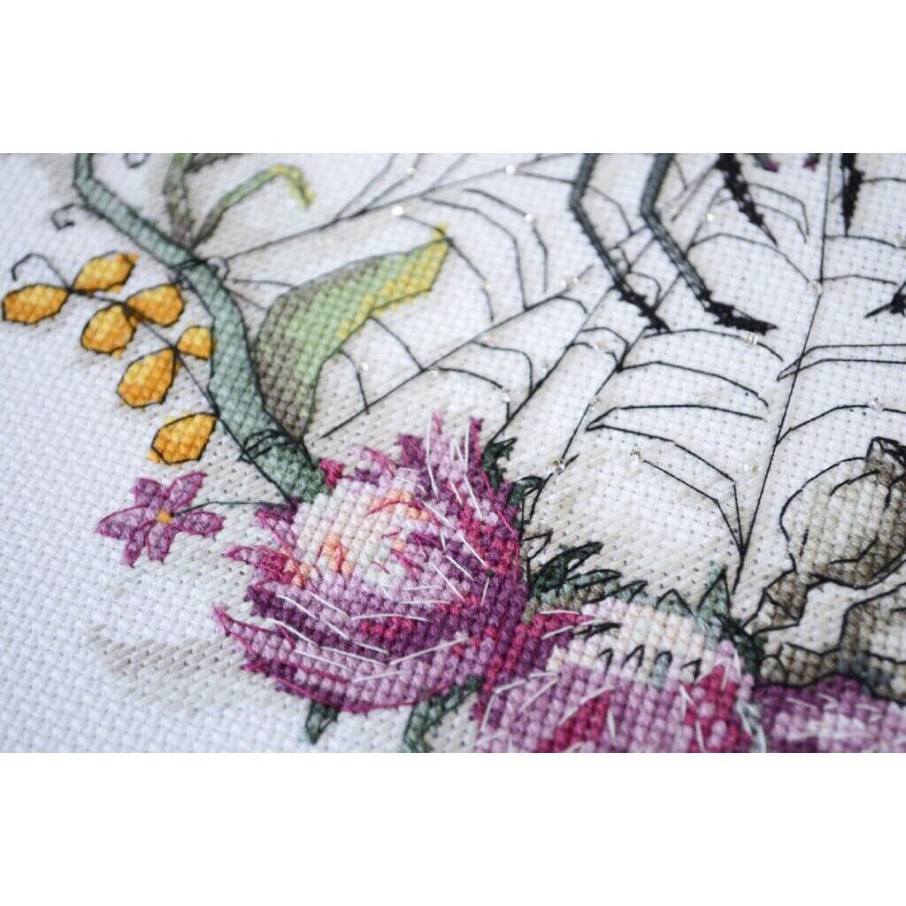 Counted Cross Stitch Kit Spider in the flowers DIY Unprinted canvas