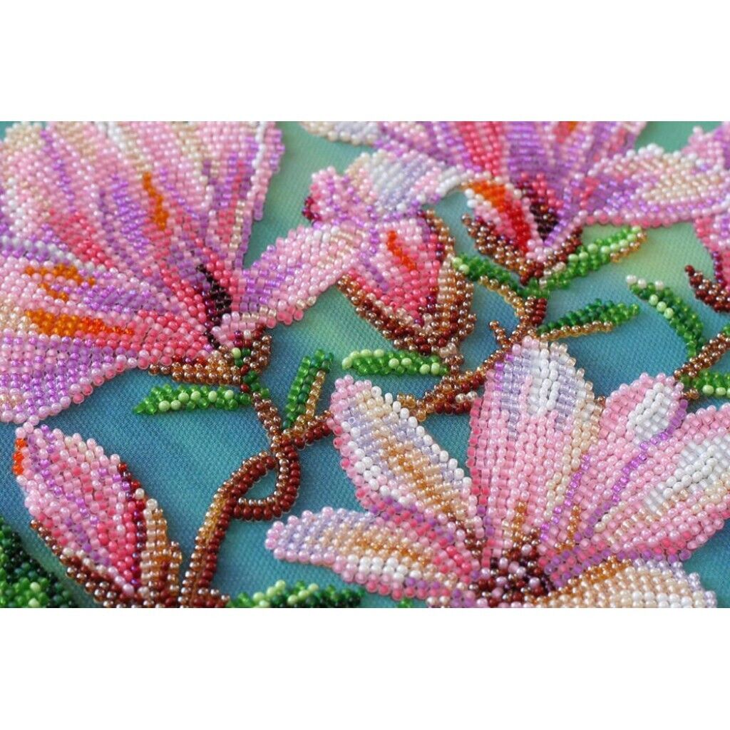 Bead Embroidery Kit Magnolia Flowers Beaded stitching Bead needlepoint DIY