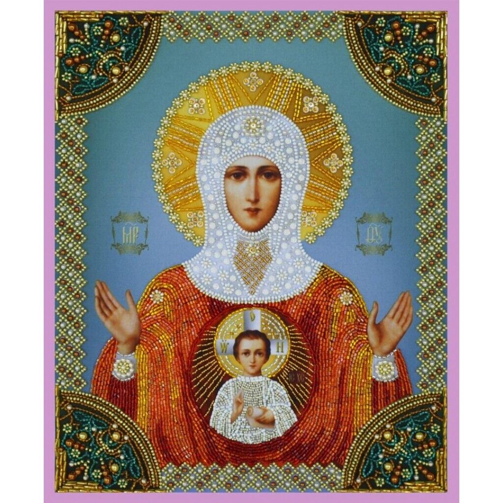 Bead Embroidery Kit Icon Virgin Mary Mother of God Beaded stitching DIY