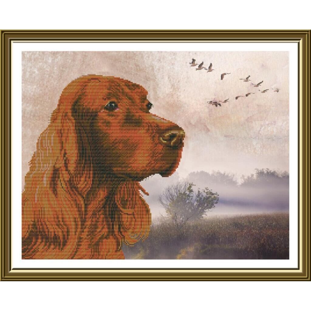 Counted Cross Stitch Kit Hunting Dog DIY Unprinted canvas