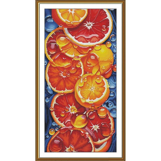 Counted Cross Stitch Kit Juicy oranges DIY Unprinted canvas