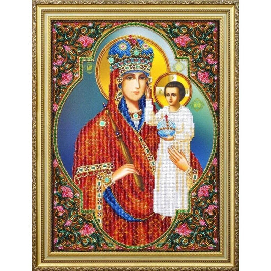 Bead Embroidery Kit Icon Virgin Mary Mother of God Beaded stitching DIY