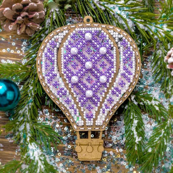 Bead Embroidery Kit on Plastic Purple balloon DIY Christmas tree toy