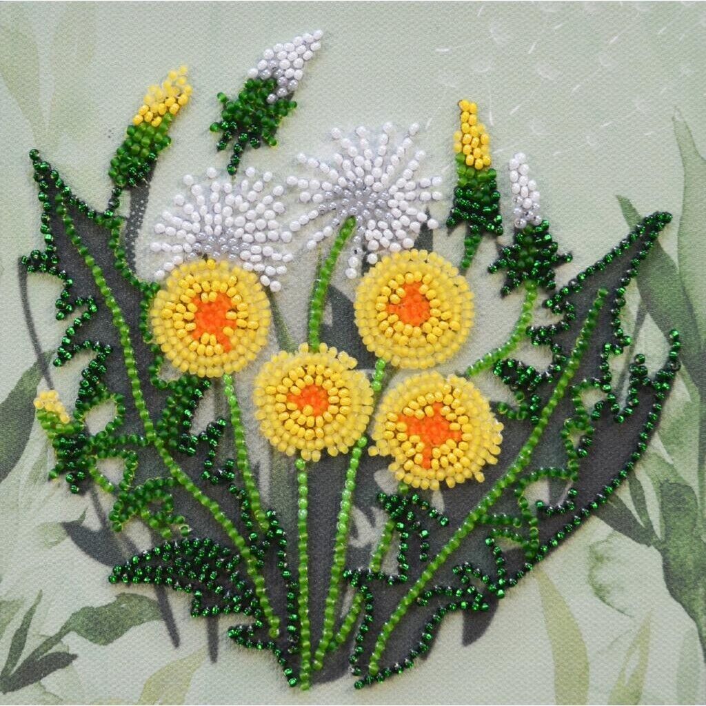 Bead Embroidery Kit Dandelions Beaded stitching Beadwork Bead needlepoint DIY