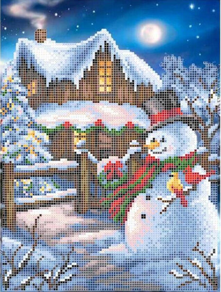 Bead Embroidery Kit Snowman DIY Bead needlepoint Bead stitching