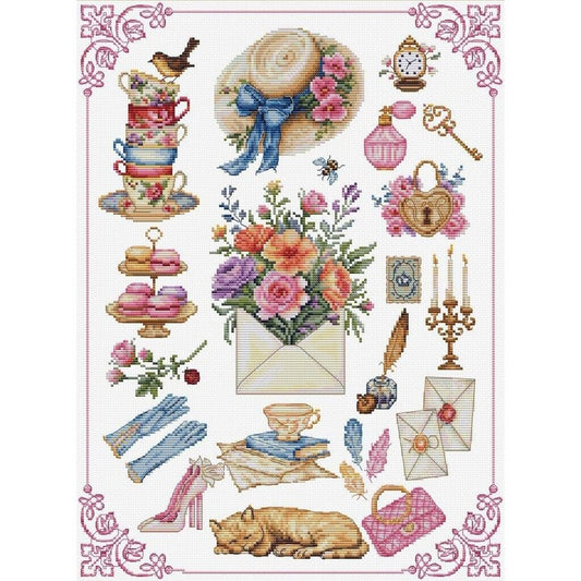 Counted Cross Stitch Kit Flowers Luca-S DIY Unprinted canvas