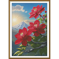 Counted Cross Stitch Kit Mountain flowers DIY Unprinted canvas