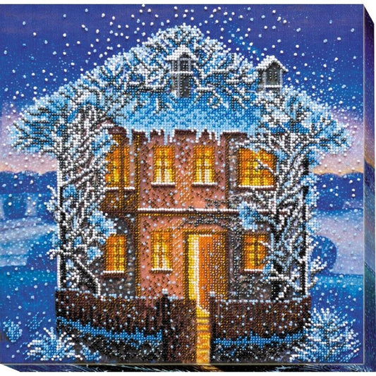 Bead Embroidery Kit Winter night Bead needlepoint Beadwork DIY