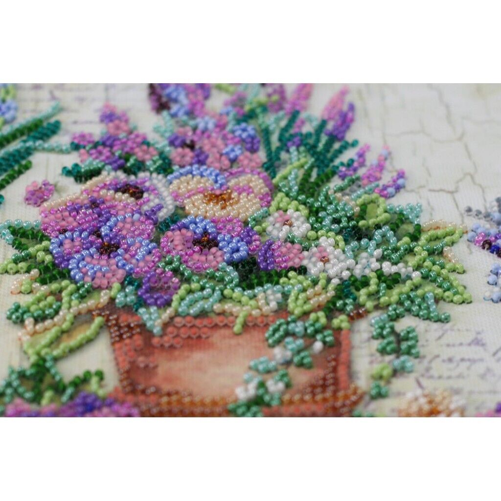 Bead Embroidery Kit Lavender chantilly Beadwork Bead needlepoint DIY