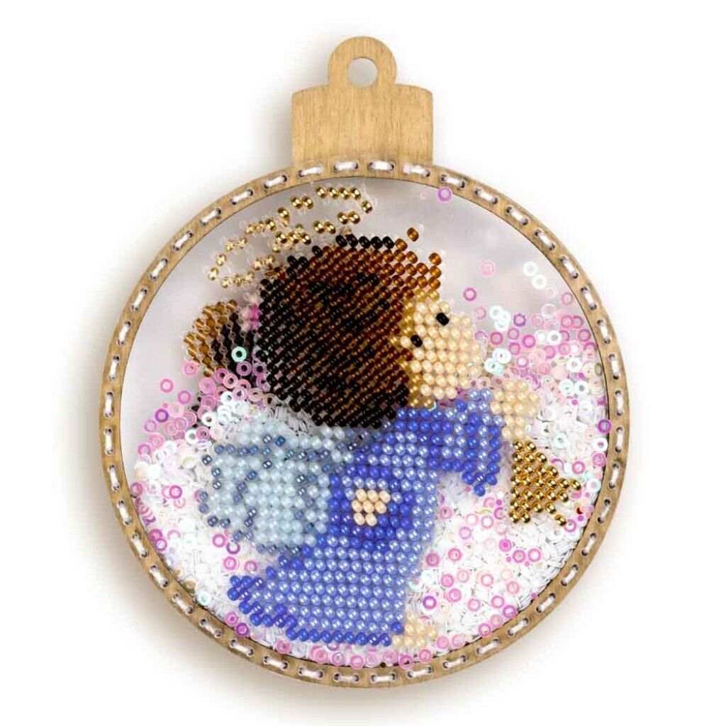 Bead Embroidery Kit on Plastic Angel DIY Christmas tree toy