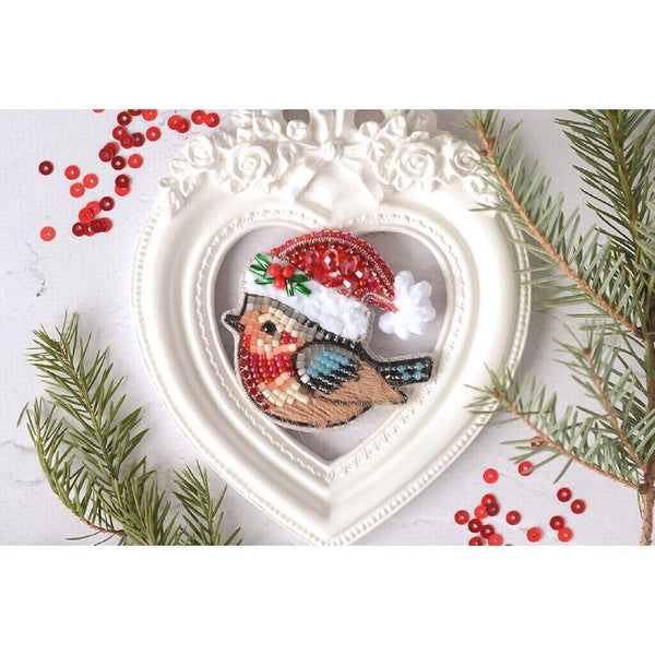 DIY Jewelry Making Beading kit Bullfinch Brooch Bead Embroidery Needlepoint